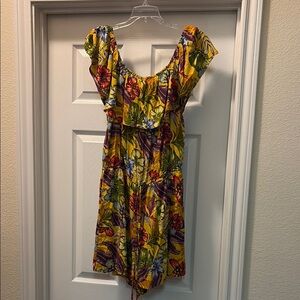 New York & Company Floral Romper Yellow